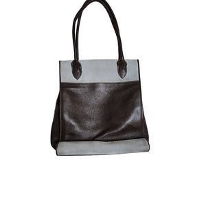 EUC Levenger Tote Bag Made in Italy/Light Blue (Slate) and Brown Color